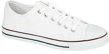 MBN Mens Canvas Lace Up Casual Espadrilles Gym Trainers Plimsolls Pumps Shoes Size All White 8