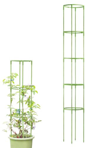 Obelisco para enredaderas, 130 cm y torre para plantas de jardín, barras de apoyo, jaulas y columnas para plantas trepadoras, estructura decorativa