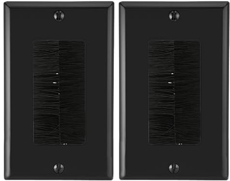 Misuyue Brush Wall Plate, 2 Pack Wall Cover, Brush Panel in Wall Cable Management for Covering Outlets, Receptacles and Tidying Cords (Black)