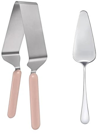 YFPOPONE 2 Stück Tortenmesser Set,Edelstahl Kuchenklemme Verstellbarer,Kuchenmesser mit Gezackten Kanten,Tortenteiler mit Doppelgriff,Kuchenschneider Tortenheber für Küchen Restaurants Partys