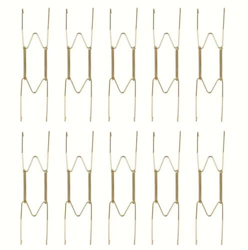Plate Hangers for Walls, 10 Pack Plate Hangers Stainless Steel Compatible Decorative Plates Hooks Dish Diaplay Holder 8Inch with 10 PCS Wall Hooks (Gold)