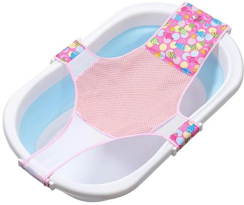 Badewannensitz Baby, Neugeborene Dusche Mesh auf kleinkind Babybadewanne, Sicherheitsbadesitz Antirutsch Kreuzförmig Badewanne Unterstützung Badezubehör für Neugeborenen Kleinkind (Rosa)