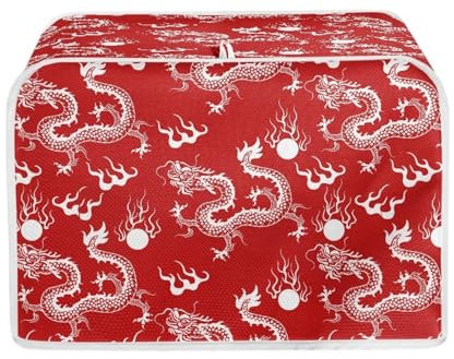 Xoenoiee Cool Dragon Red Print Toaster Cover Waterproof Toaster Cover for Standard Bread Maker Cover Kitchen Small Appliance Protector Cover for 4 Slice