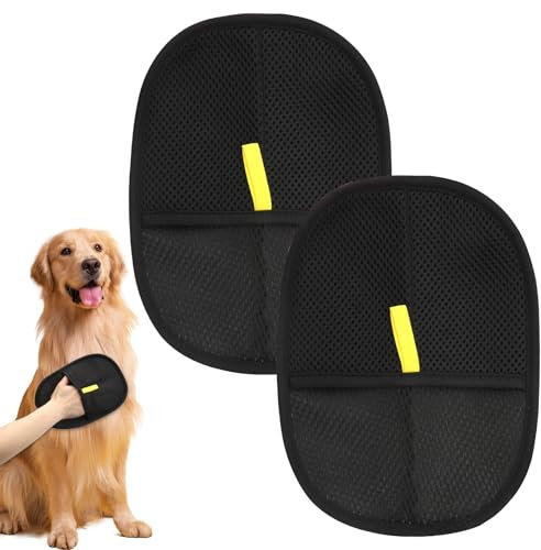 APOMOONS 2 Stück Doppelseitige Fellpflegehandschuh für Pets, Antistatische Handschuhe für Katzen und Hunde, Wiederverwendbare Handschuhe zur Tierhaarentfernung, zum Waschen, Hair Removal, Fellpflege