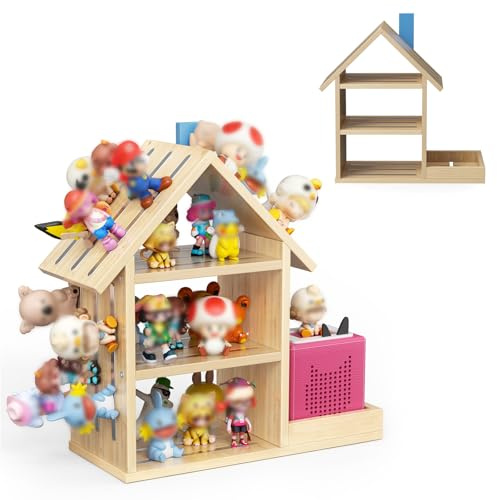 Hoyiyobi Regal für Tonie Regale, in Form eines Hauses, für 70–80 Figuren – Schwebende Regale aus Holz für Wände, geeignet für Mädchen und Jungen