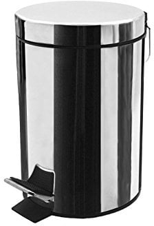 Harbour Housewares 3L Bathroom Bin - Chrome - Round Stainless Steel Pedal Bin Slim Kitchen Rubbish Trash Can Garbage Dustbin with Lid and Inner Liner Bucket