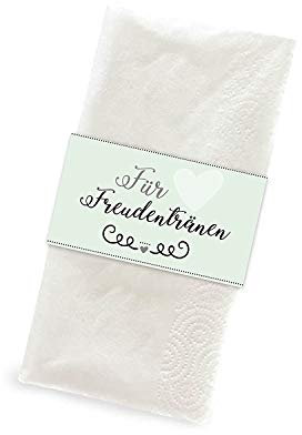48 Papier-Banderolen für Freudentränen I dv137 I Set mint I Taschentücherbanderole Hochzeit Tränen Kirche Trauung Herz Dekoration