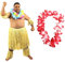 I LOVE FANCY DRESS HAWAIIANER SÜDSEE ZULU KÄMPFER KOSTÜM VERKLEIDUNG=6 TEILIG=1 ROTE LEI/BLUMENKETTE+2 BEIN STULPEN+2 ARM STULPEN+BASTROCK= HÜFTUMFANG UNGEFÄR -81-142cm+LÄNGE UNGEFÄHR - 58cm