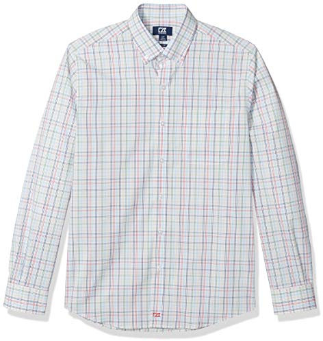 Cutter & Buck Men's Long Sleeve Anchor Multi Color Plaid Up Shirt Button Down Hemd, Embark, L
