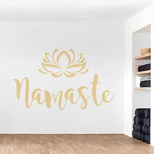 Namaste Wandtattoo Lotusblüte Meditation Yoga (cremefarben)