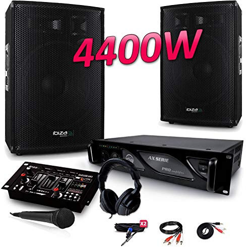 SONO Table de Mixage USB + 2 Enceintes 2X700W Ampli 3000W + MICRO + CASQUE - PA DJ SONO LED LIGHT BAR CLUB DANSE ZUMBA FITNESS