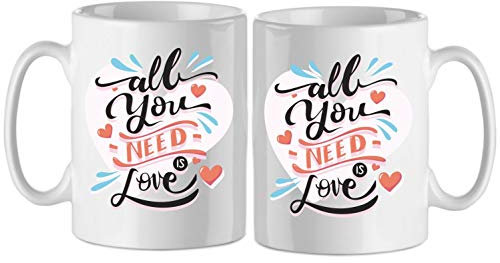 Puzzletee Coppia di Tazze Festa degli Innamorati - SanValentino - Amore - all You Need is Love - Idea Regalo Lui - Idea Regalo Lei