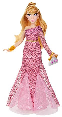 Disney Prinzessin Style Serie, Aurora Modepuppe, modernes Abendkleid mit Ohrringen, Handtasche und Schuhen, für Mädchen ab 6 Jahren
