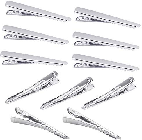 100 Stück Krokodil Alligator Haarspangen 45mm Metall Alligator Zinke Clips Non Slip DIY Haarklammern für Damen und Mädchen Basteln, Silber