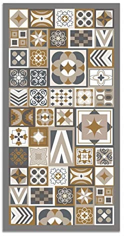 Panorama Alfombra Vinílica - Modelo Estilo Hidráulica Color Naranja 200x250 cm - Varios tamaños - Decoración Hogar, Cocina y Salón