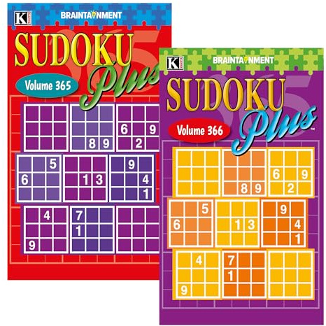 BAZIC Products Kappa Sudoku Books – Beginner to Expert Puzzle Set, Mindful Brain Games and Variety Sudoku Alternative to Crossword or Wordle, 8 x 5 Digest Size, 2-Pack