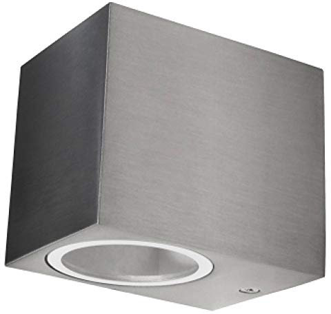 Wandleuchte IP44 Edelstahl-Optik aus Aluminium – GU10 Wandlampe eckig für Außen und Innen – Wandbeleuchtung Außenleuchte Außenlampe – ohne Leuchtmittel