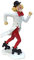 Oberle Dekofigur Clown auf Rollschuhen rot weiß 23,5 cm Figur Karneval Köln Harlekin