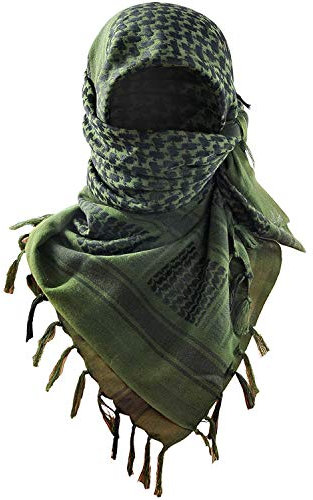 Luxns Militär Shemagh Taktische Wüstenschal - 100% Baumwolle Keffiyeh Schal für Herren und Damen, Grün , Einheitsgröße