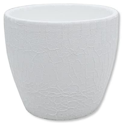 DARO DEKO Blumen-Topf rund Keramik Übertopf Ø 8 x 7cm weiß - Kroko