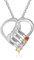 ALBERTBAND Personalisierte Kette Damen mit 2/3/4/5/6 Namen Geburtssteine Mutter Tochter Herz Halskette Geschenke für Frauen Mama Muttertag Weihnachten (Silber-4 steine)