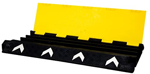Berry Cable Protector 3-Channel | EV charging cable protector | Weatherproof PVC Outdoor Cable Cover with Bright Yellow Lid | Prevent Tripping Hazards and Cable Damage