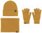 Wintermütze Warm Strickmütze Schal Mütze Handschuhe 3-in-1 Set Beanie Mütze Warme Loop Schal Strickset für Herren Damen (Gelb)