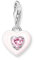 THOMAS SABO Charm-Anhänger Herz mit pinken Stein aus hochwertigem 925er Sterlingsilber mit dreidimensional gestaltetem Herz, Maße: 22 x 11 mm,1915-041-9