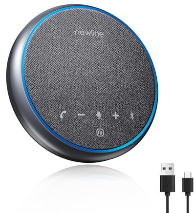 newlinework Conference Speaker and Microphone, Bluetooth Speakerphone, Noise Reduction, 360°Voice Pickup 43H Standby time, USB C Bluetooth Microphone Compatible with Zoom, Teams, Skype, Home Office