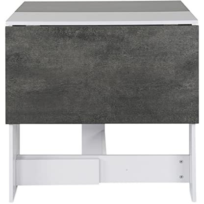 HUOLE Table Pliante avec 2 Abattants, en Panneaux de Particules Melaminés,Table de Cuisine Salle a Manger Pliable Amovible Tres Pratique en Panneaux de Particules,103 * 76 * 73.4cm (Blanc + béton)