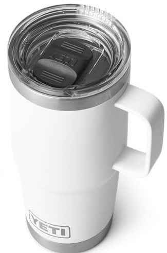 YETI Rambler Travel Mug, Stainless Steel Vacuum Insulated Mug with Stronghold Lid, White, 20 oz (591 ml)