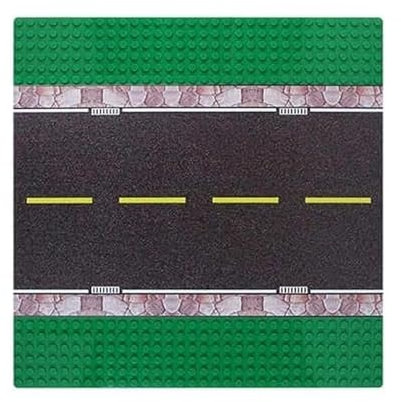 Wange Grundplatte Straße mit Grünstreifen ca 25,5cm x 25,5cm Klemmbausteine