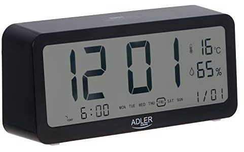 ADLER Batteriebetriebener Wecker, beleuchtetes Display, 3 Weckzeiten