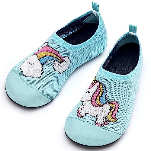 Torotto Hausschuhe Kinder Mädchen Junge Pantoffeln Atmungsaktive Rutschfest Weich Turnschläppchen Barfussschuhe für Lauflernschuhe Kleinkinder Schuhe Kindergarten Unisex(Water blue 26/27 EU)