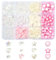 UR URLIFEHALL Lot de 420 perles d'imitation en plastique acrylique 12 styles roses en forme de cœur, d'étoile, de fleurs pour la fabrication de bijoux, les travaux manuels et la décoration