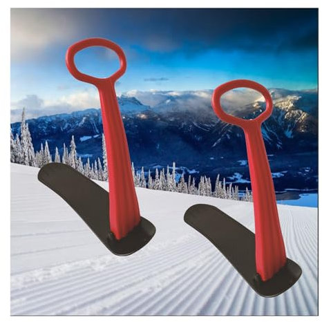 2 Pcs Ski Scooter, Schlitten Klappbar Schieben Schneescooter mit Griff Klappbar Snowboard Faltbare Kunststoff Schlitten Schneeschlitten für Winter Outdoor Downhill Gras Sand
