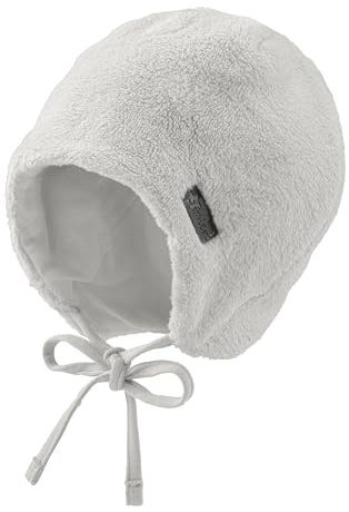 Sterntaler Mütze aus Teddyflausch - Unisex Babymütze mit angeschnittenen Ohrenklappen und Bindeband - warme Beanie, gefüttert mit Baumwollfleece - Erstlingsmütze - Ecru, 45