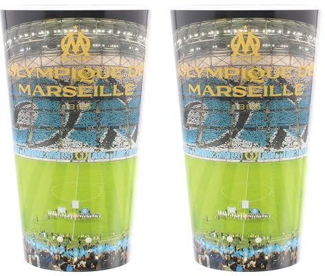 OLYMPIQUE DE MARSEILLE 2 x Verre gobelet éco cup 600 ml OM - Collection officielle Fabriqué en France