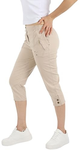 Schuerzenfabrik Cargohose Damen 3/4 Jeans Hose, Größe:44, Farbe:beige