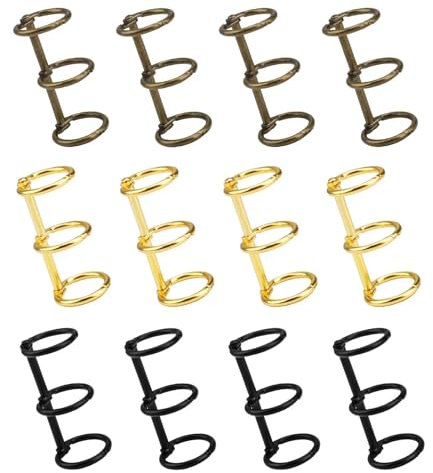0XBIT Buchbinderinge, 12 Stück Ringbuch Ringe, 3 Farben Ringbuch Metall, 15 mm Innendurchmesser Ringbindung, Buchringe für Büros, Schulen, Hause