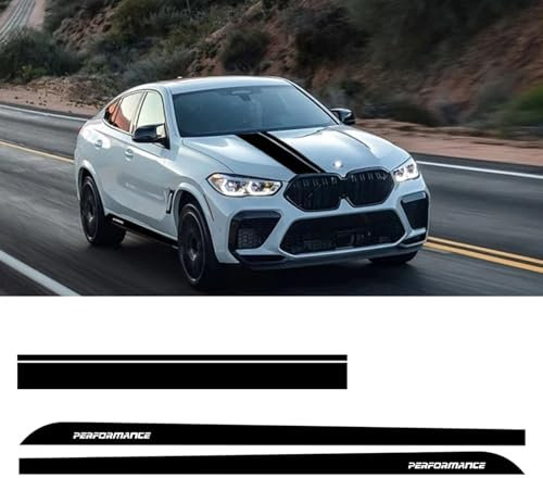 LYABYT Performance Tür Beide Seite Streifen Auto Karosserie Aufkleber Auto Motorhaube Rückspiegel Motorhaube DIY Aufkleber, für BMW X6 M F16 F86 G06 M