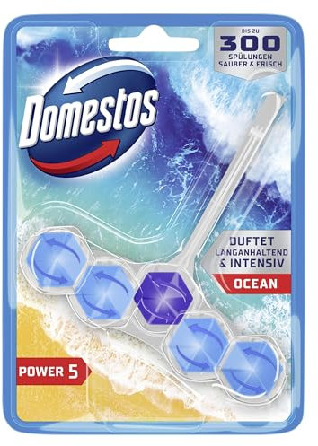 Domestos Power 5 Toilettenstein Ocean WC Reiniger Volle Power bis zu 300 Spülungen 50 g