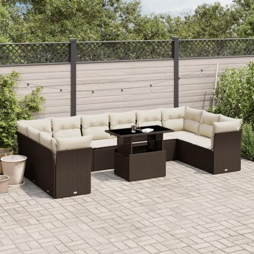 Amorsee Gartenlounge Groß XXL Ecklounge Verstellbare Tischplatte Gartensofa Lounge Möbel Outdoor Rattan Loungemöbel Set Terrassenmöbel Garten Sofa Terrasse Gartenmöbel Set Sitzgarnitur