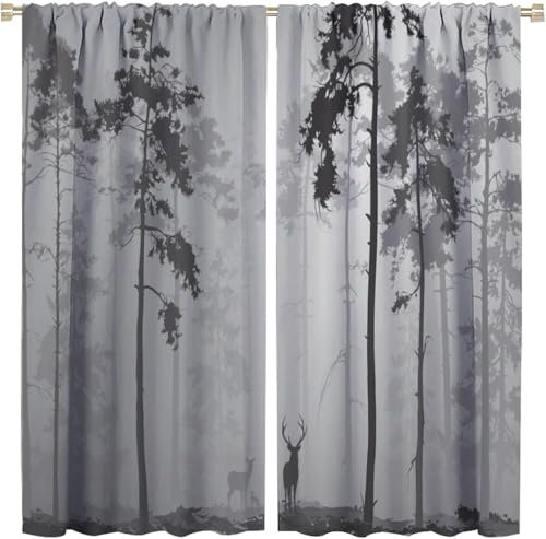 Boys Verdunkelungsvorhang-Set Für Schlafzimmer 3D-Druck Tier Elch Vorhänge Für Kinderzimmer Schiebegardine Blickdicht Für Dekoration Wohnzimmer Hotelbüro Esszimmer 300X280 cm (B + H)-680642249