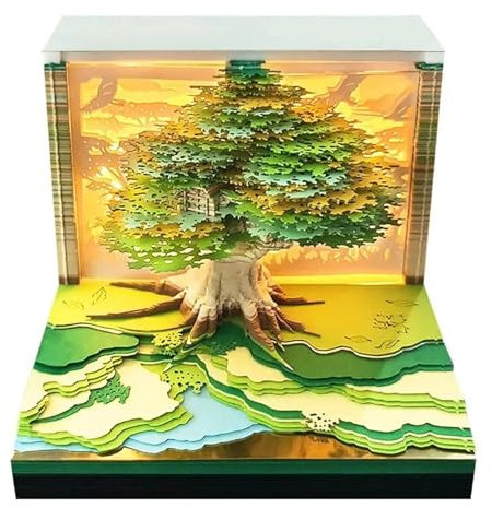 Hohota Bloc-notes 3D en papier art belle et surprise en forme de cabane d'arbre 3D - Calendrier 2025 créatif - Accessoires de bureau