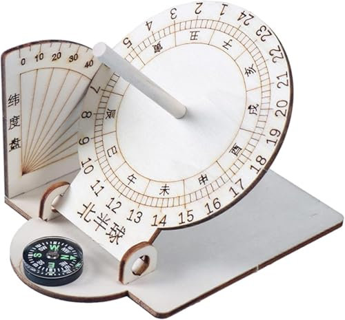 YuanHolumid Holz-Sonnenuhr, wissenschaftliches Modell, Lehr, praktisches Holz-Sundial-Modell, antike Timer, Sonnenuhr, Zuhause, Schreibtischdekoration, Sonnenuhr, Spezialuhren