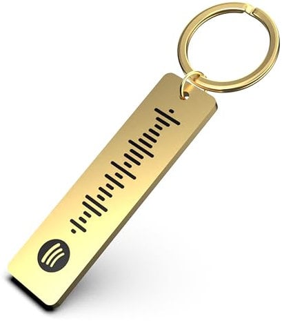 Charmify Personalised Spotify Code Keyring – Custom Engraved Music Gift for Him, Her, or Couples – Stainless Steel Keepsake (Gold) Made in UK