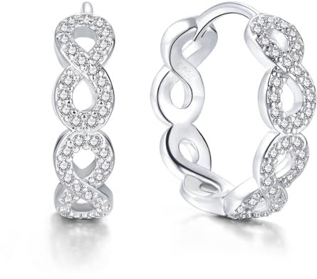 Bewenda 925 Sterling Silber Creolen Ohrringe - Unendlichkeit Kreolen mit Zirkonia - Hypoallergene Gedrehte Creolen Unisex - Schlafen Knorpel Ohrringe mit Geschenkbox