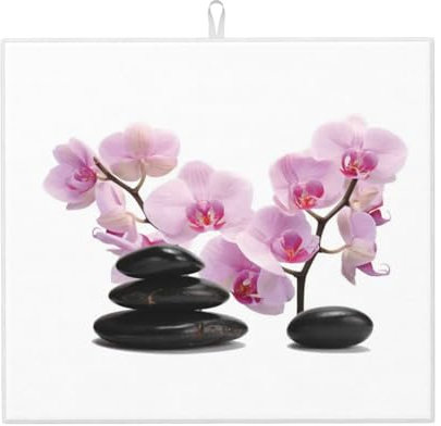 Hyaszst Steine und rosa Orchidee,Geschirr-Abtropfmatte, saugfähige Geschirr-Abtropfmatten, Abtropfmatte für Küchenarbeitsplatte, Spüle, 41 x 46 cm