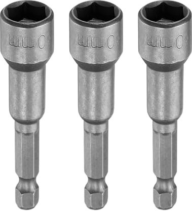 sourcing map 3pcs Hex Nut Driver Drill Bit 10mm Metric 6-Point Socket 1/4 Hex Shank Magnetic Setter CR-V Steel Bolt Sockets for Power Drills Impact Drivers, 2.56 (65mm) Long